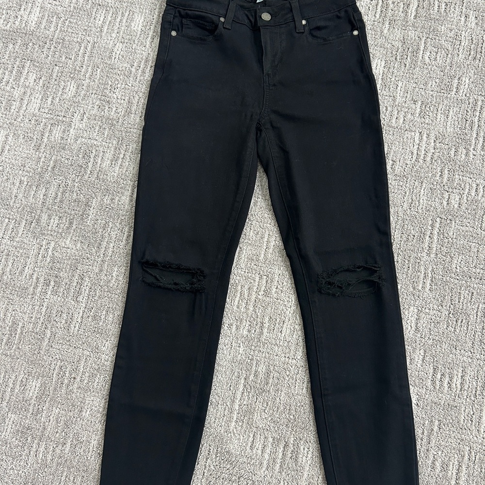 PAIGE Verdugo Ankle Twilight Destructed Distressed Skinny Jeans